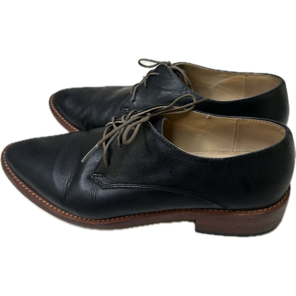 Nisolo women's 7.5 James Oxford black leather lace up almond toe shoes Peruian - Picture 8 of 9